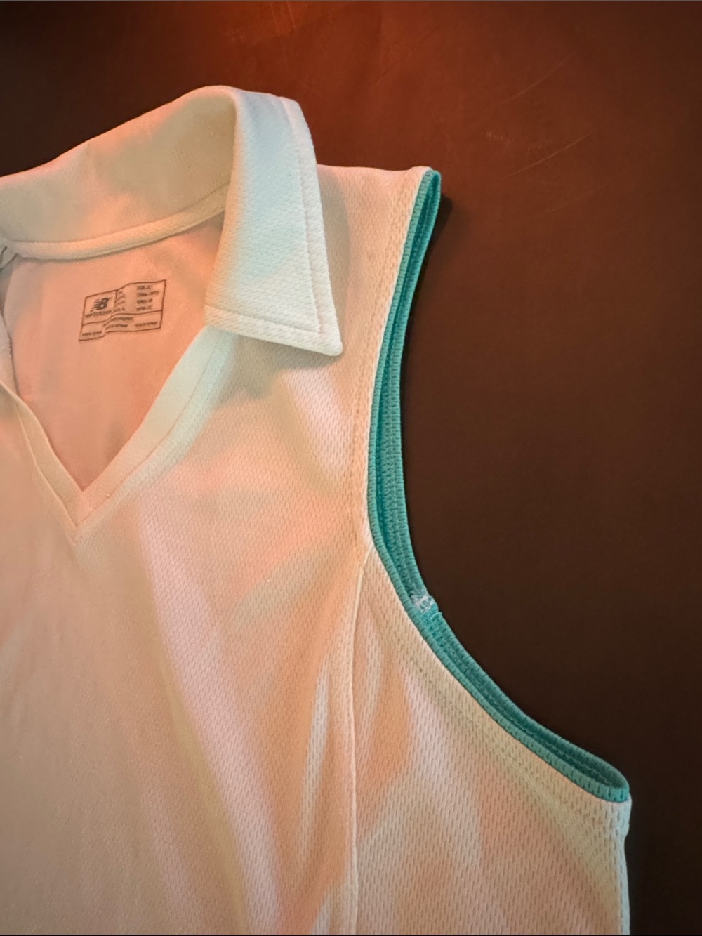 New Balance White Tank with Teal Wave Accents - Picture 3 of 5
